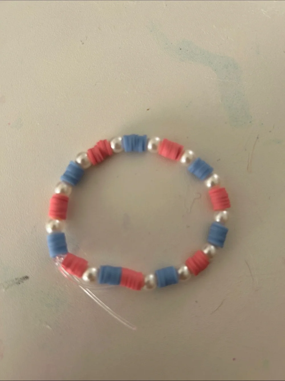 Pink and Blue Beaded Stretch Bracelet